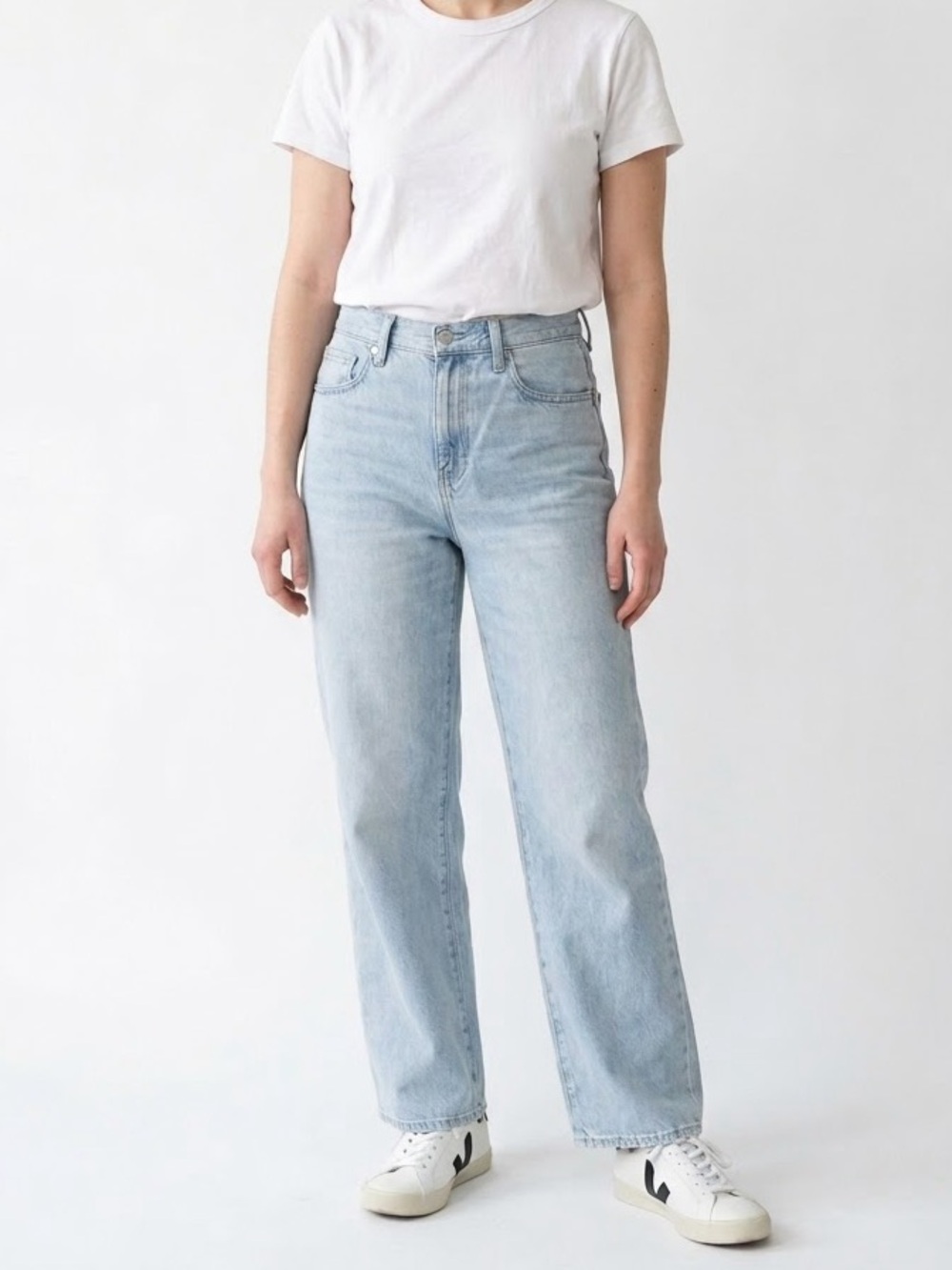 Uniqlo High Rise Wide Straight Jeans Light Wash Denim 25